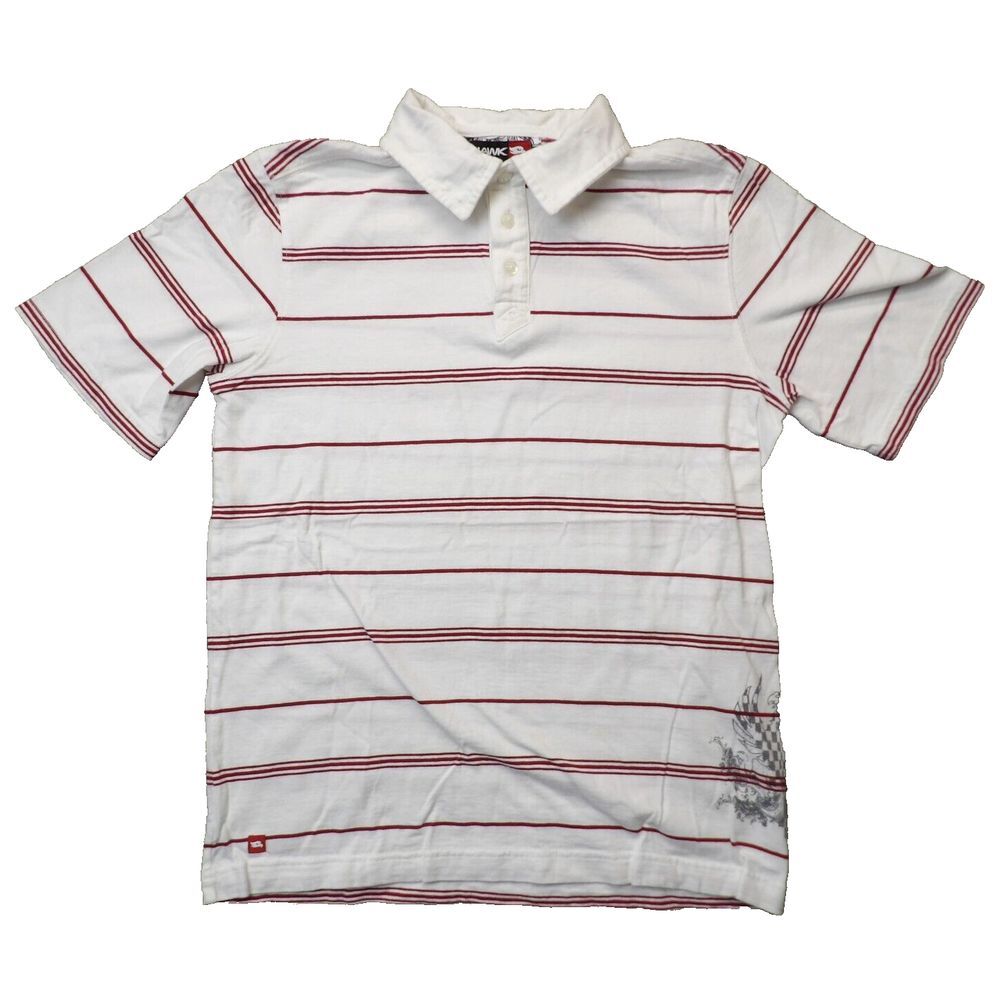 Vintage Tony Hawk Brand Shirt Boys Sz LG 14/16 Skater Skateboard Y2K Stripe Polo